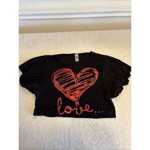 Vintage Y2K Women's Medium Heart Tshirt Love Graphic Tee Slinky Lightweight USA